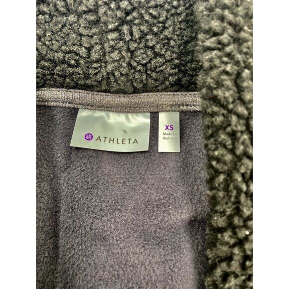 Athleta Apres Anything Sherpa Fleece Vest Black & Gray Open Front Women's XS - Picture 6 of 11